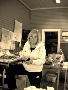 Christina Jansson på akvarellkurs i Älvdalen